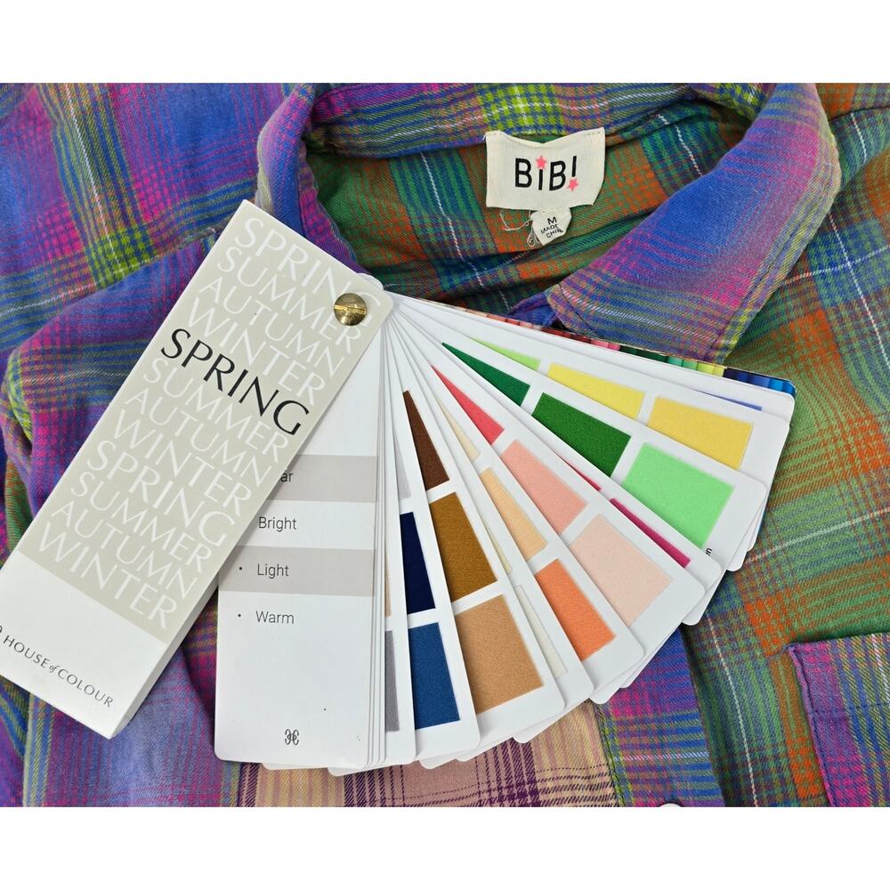 BiBi Patchwork Plaid Button Down Shirt Medium Ove… - image 3